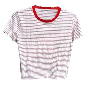 Everlane Striped Box Cut Tee White Red Size XS